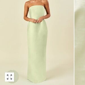 Elegant Strapless Sage Green Gown